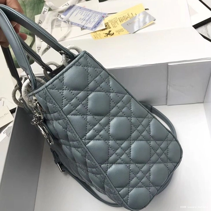 Cheap Blue Silver Cannage Lady Sky Medium Dior Bag Lambskin 0817 Luxury